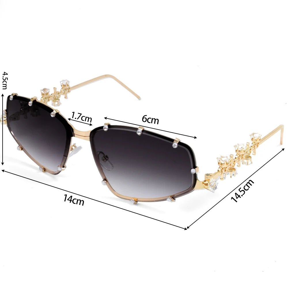 Crystal - Embellished Oversized Cat Eye Glasses – Vintage Bling Shades - HalleBeauty